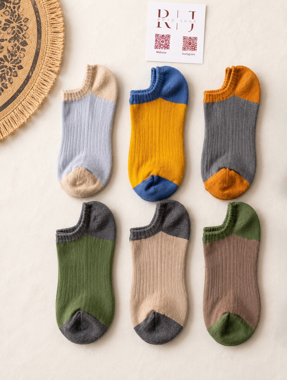 6 Pairs Padded of multi-colors men cotton socks