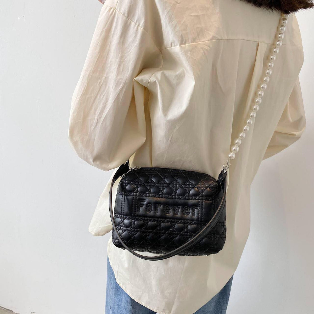 Women's Leather Handbag - baby blue