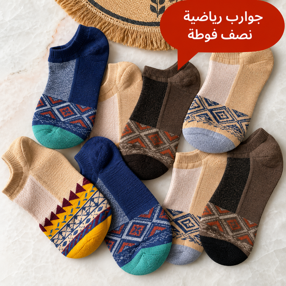 5 Pairs Padded of multi-colored cotton socks
