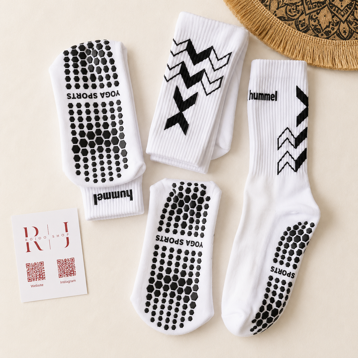 2 Pairs Sportive Socks Anti Slip W/ Silicone (White)