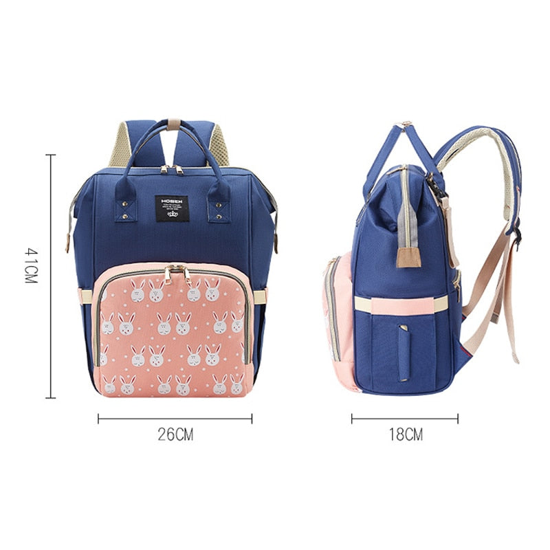 HOSEN Large Diaper Bag/Backpack Multi Function With Hooks Black