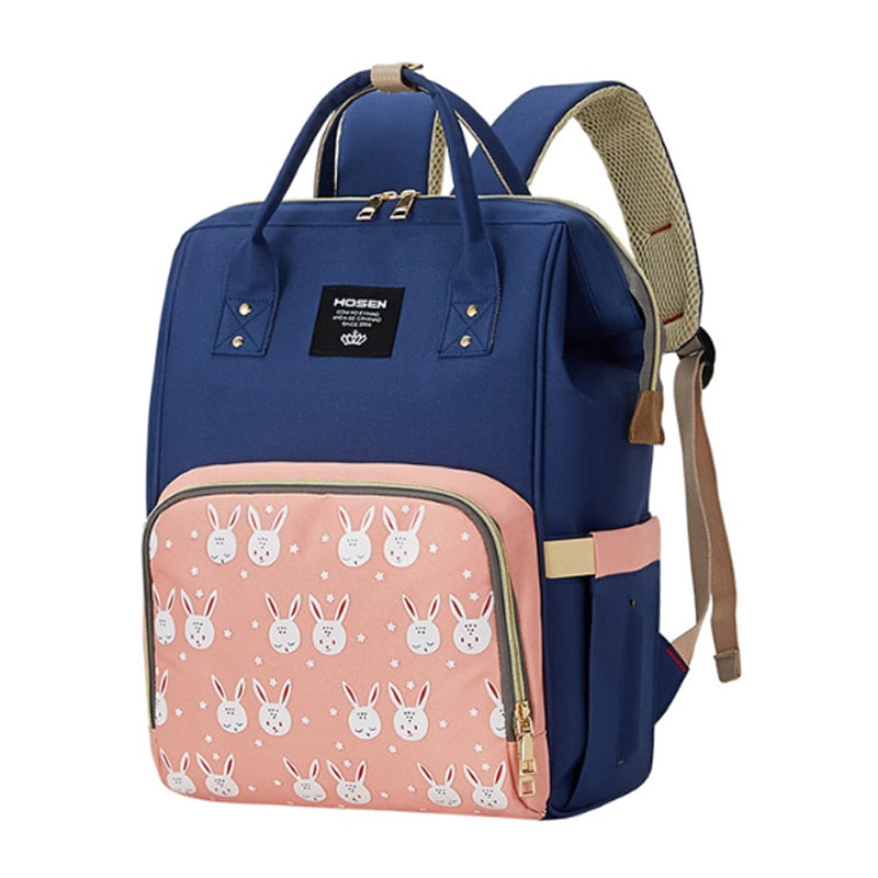 HOSEN Large Diaper Bag/Backpack Multi Function With Hooks PinkxBlue