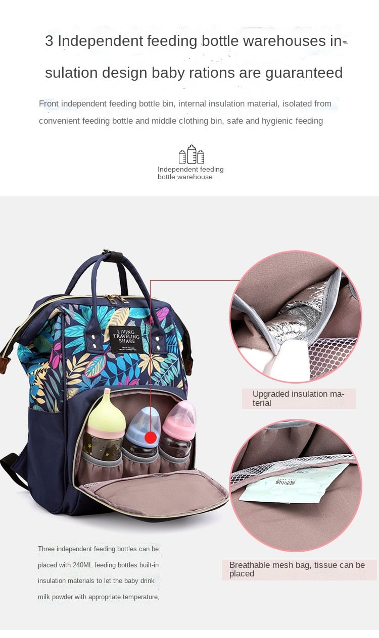 Large Baby Diaper Bag Waterproof Living Travel Share Brown