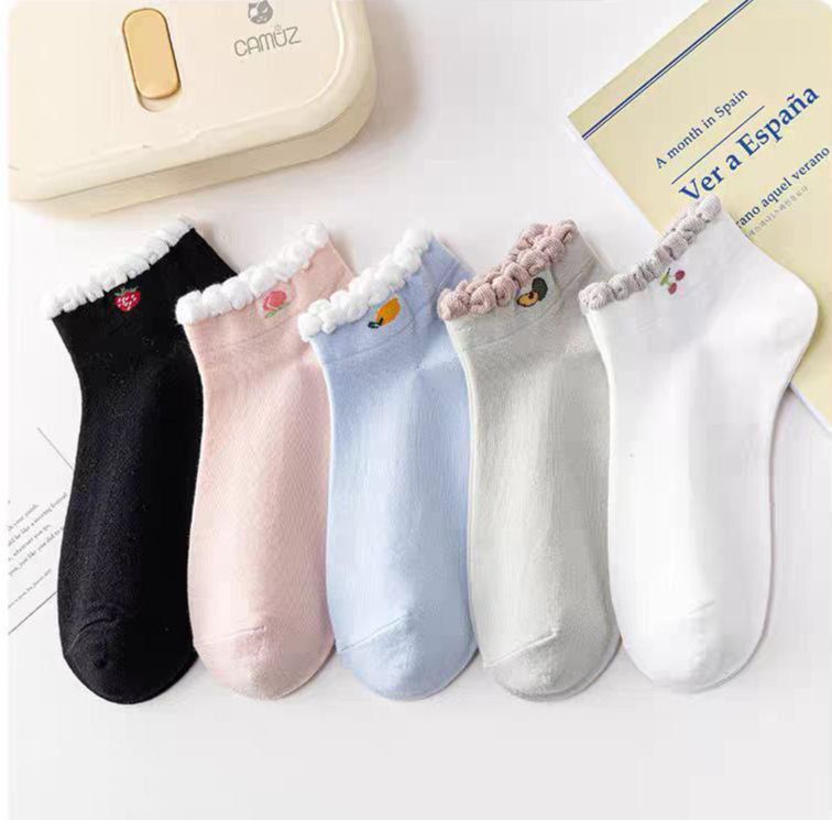 5 Pairs Cotton Socks For Women Light Colors