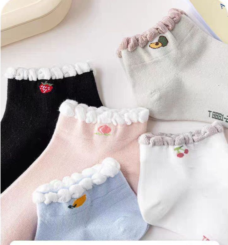 5 Pairs Cotton Socks For Women Light Colors