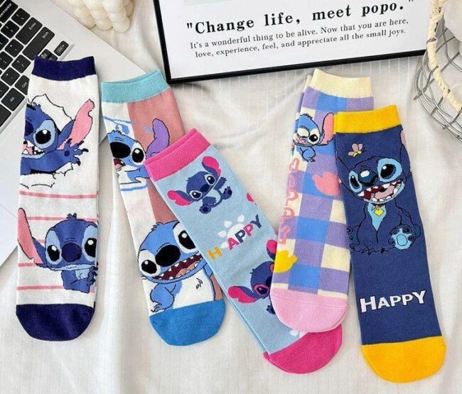 5 Pairs Cartoo Design Long Cut Cotton Socks