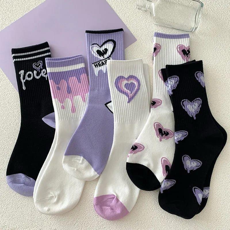 5 Pairs Winter Cotton Socks, Multi Color
