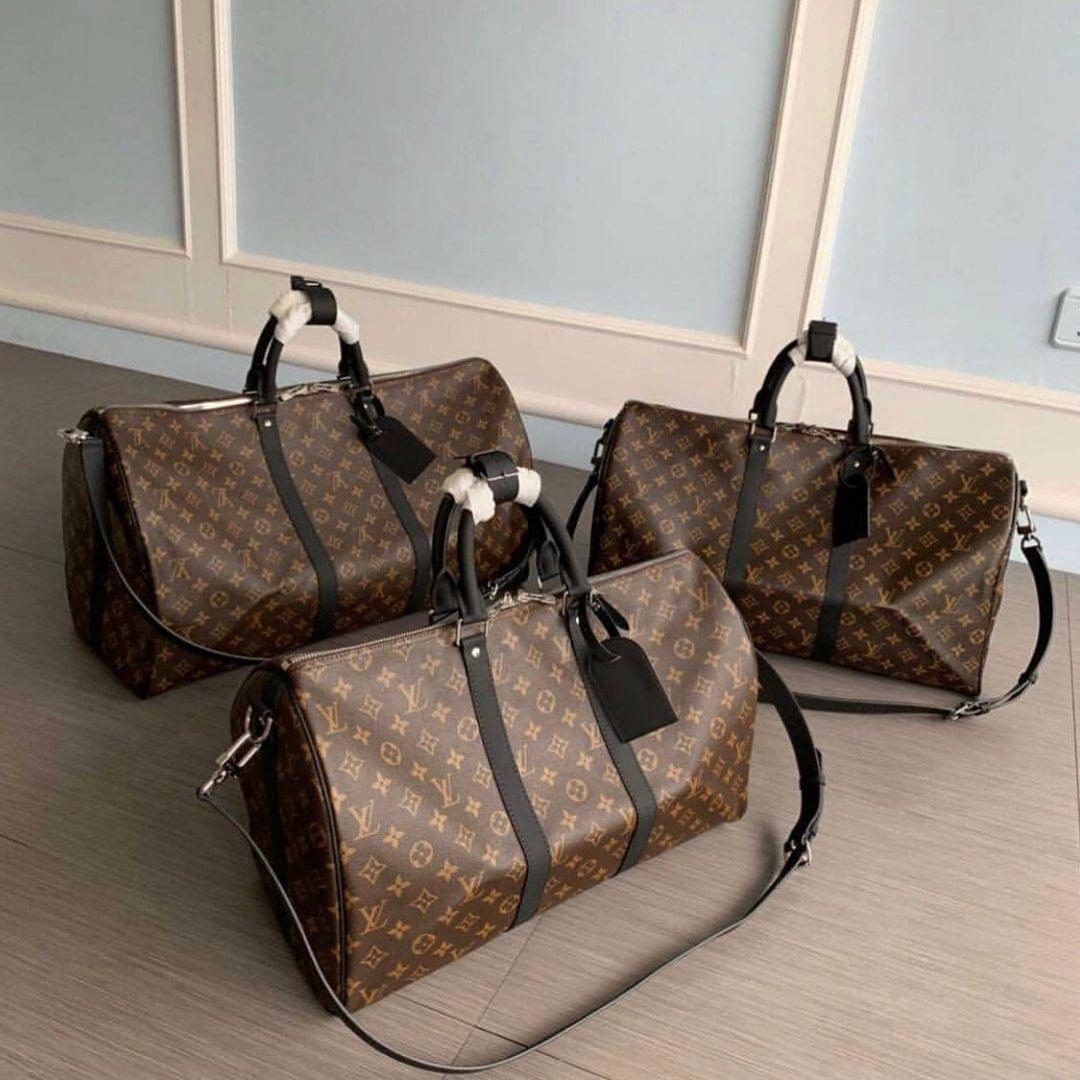 LV Large Leather Travel Duffel Bag