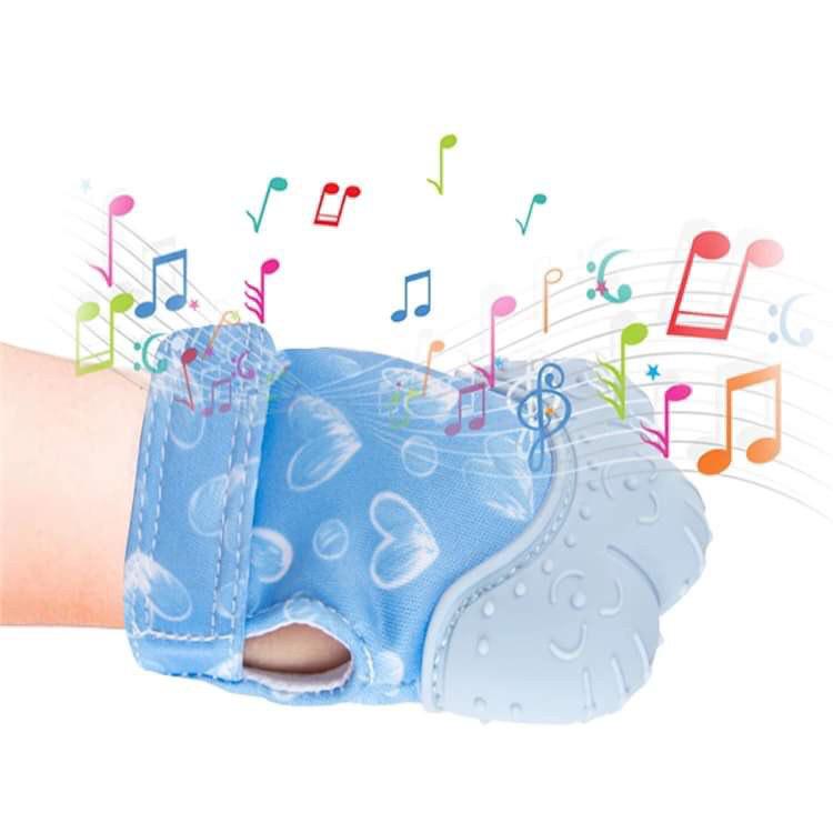 Chicco teething gloves Blue Hearts Design