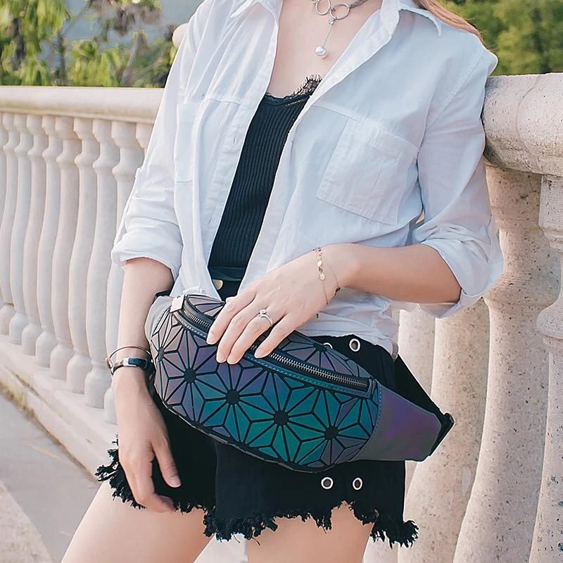 Bao Bao waist bag with a luminous and reflective geometric design for women