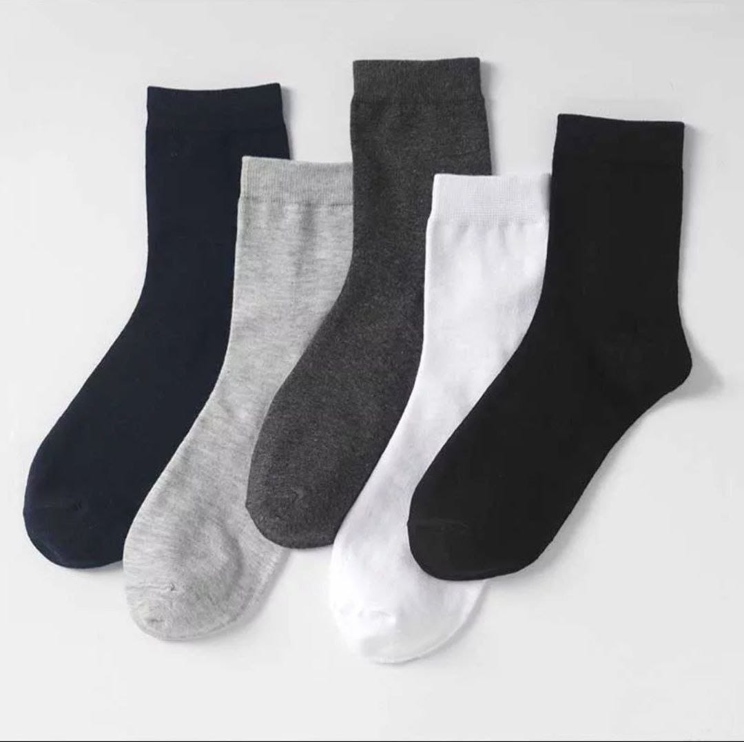 5 Pairs Quality Classic High Neck Cotton Socks