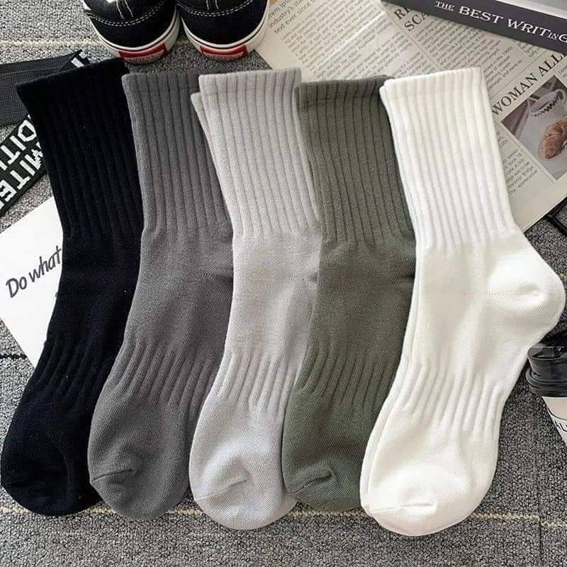 5 Pairs Quality Classic High Neck Cotton Socks