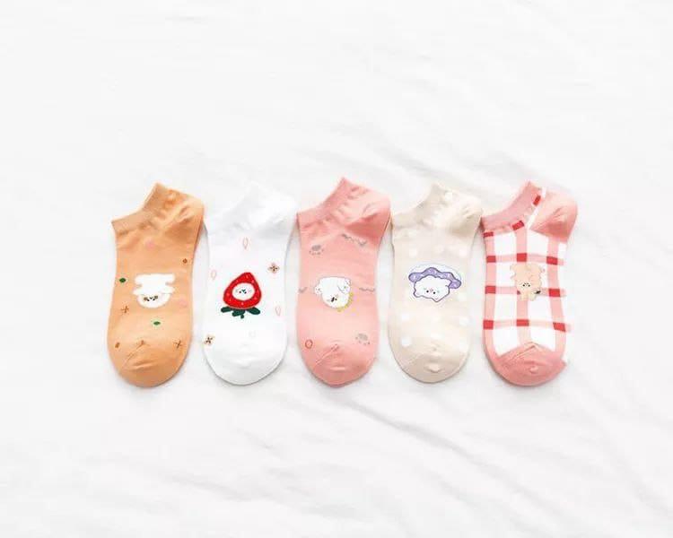5 Pairs of small rabbit design secret socks