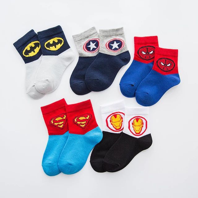 5 Pairs of cotton socks for children cartoon character design