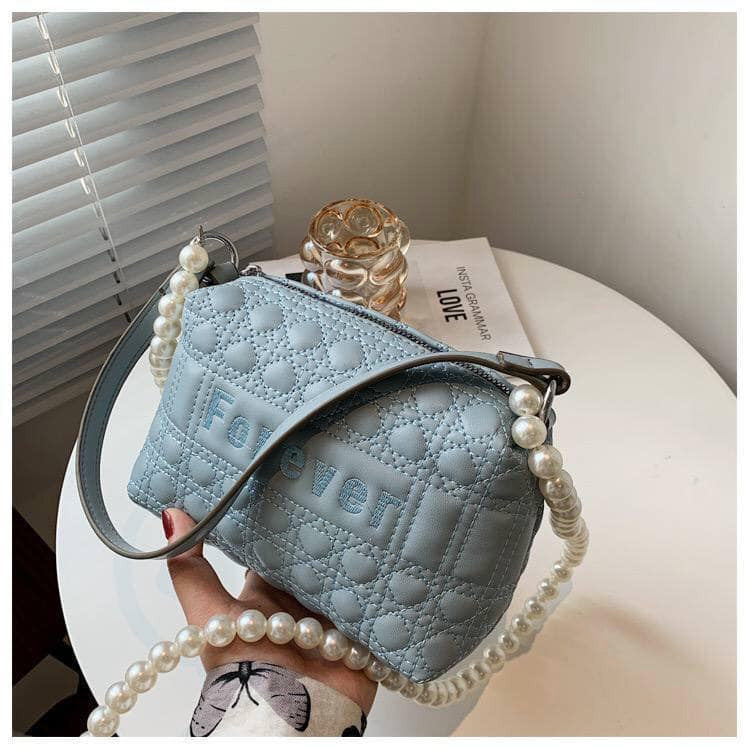 Women's Leather Handbag - baby blue