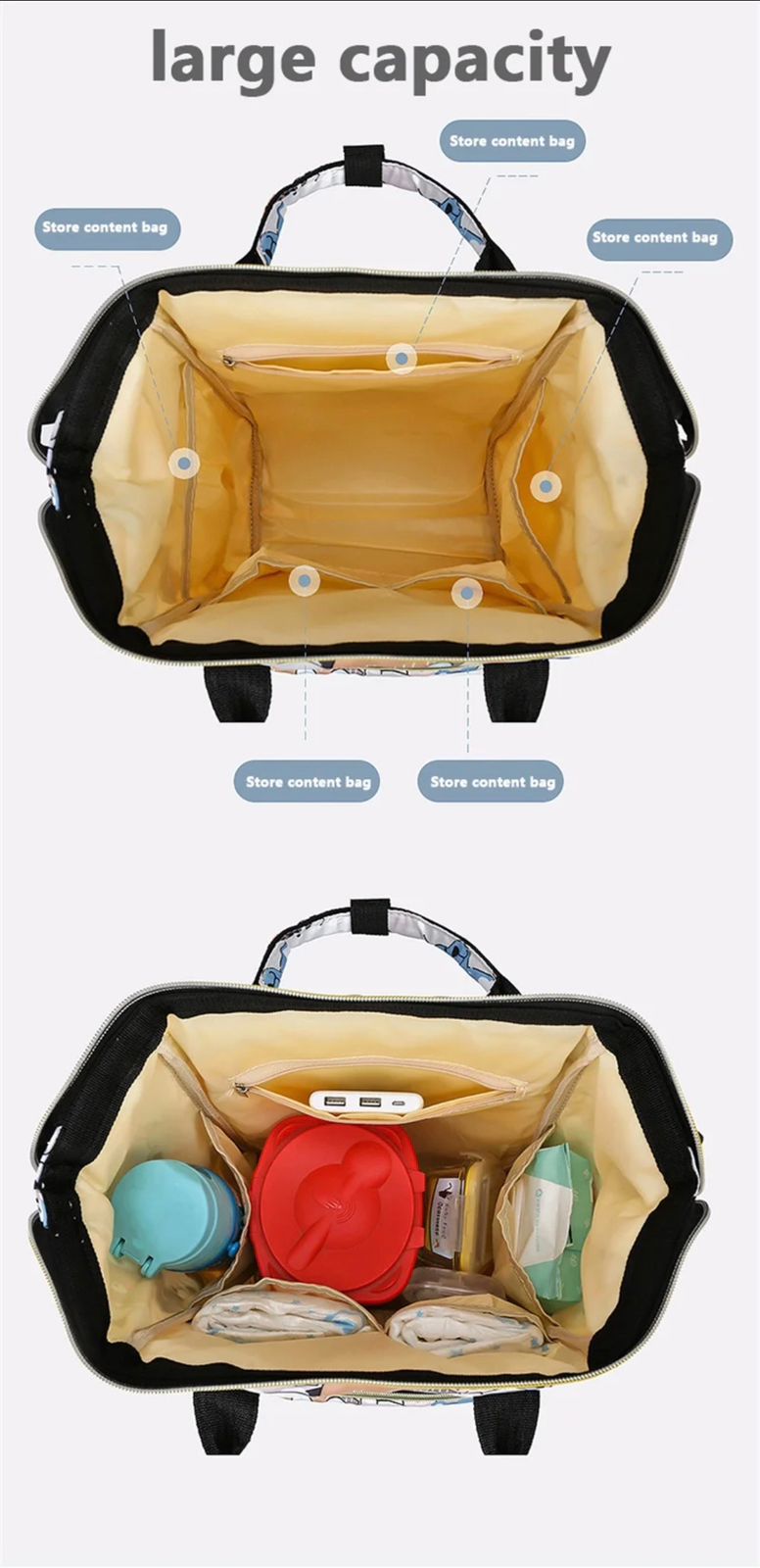 Diaper Backpack Mommy Large Capacity Stroller Bag Mommy Baby Multifunctional Waterproof Outdoor Travel Diaper Bag PurplexRed