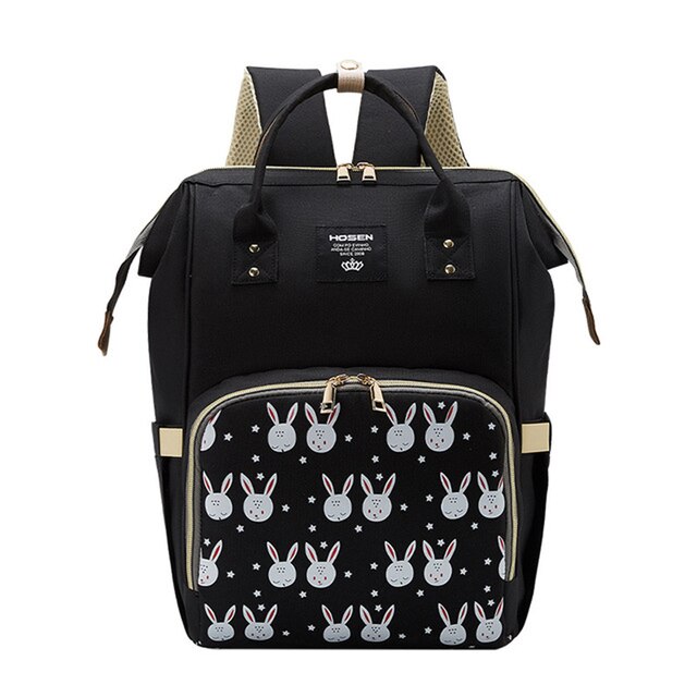 HOSEN Large Diaper Bag/Backpack Multi Function With Hooks Black