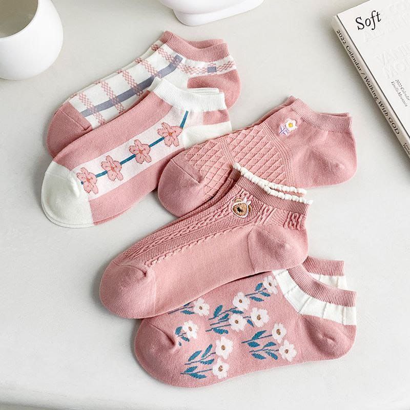 5 Pairs Kashmeir ALL Design Ankle Cotton Socks