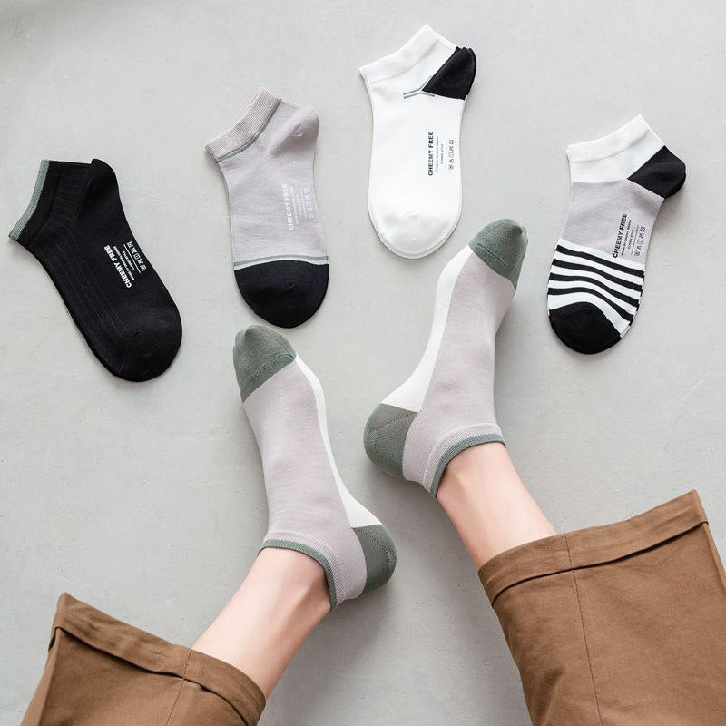 5 Pairs Gray Ankle Cotton Socks